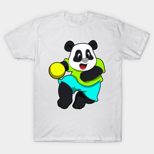 Panda as Handball player with handball T-Shirt